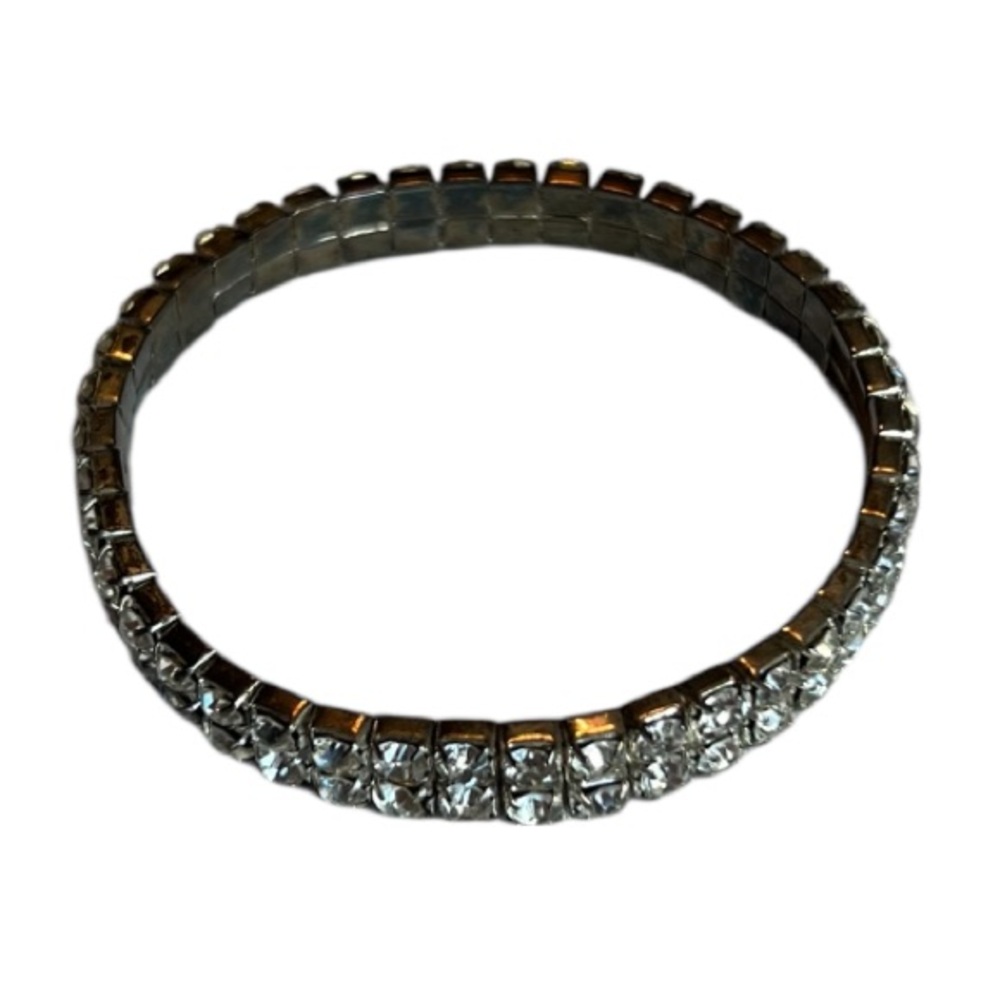 Double Row Elegant Silver Rhinestone Crystal Brac… - image 3